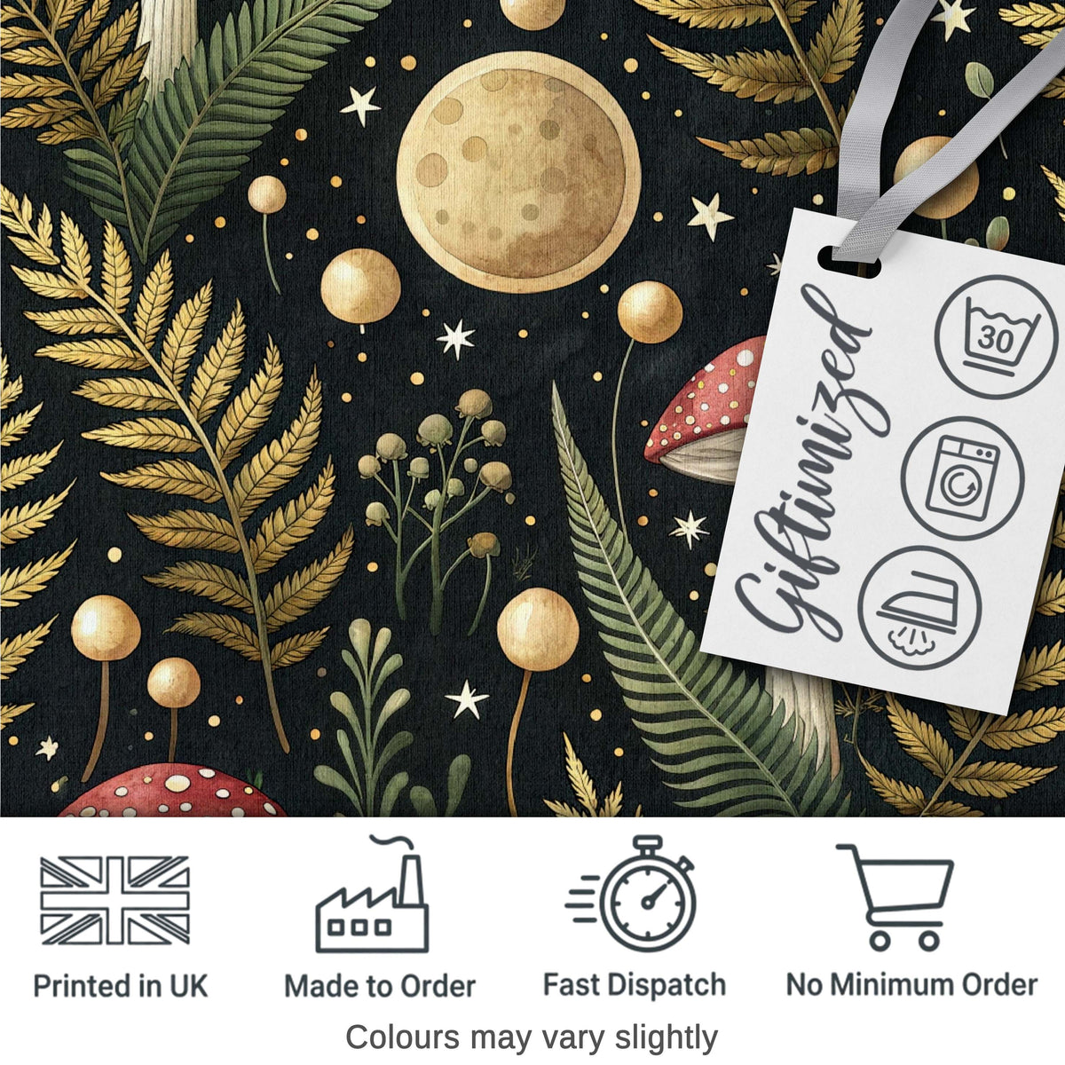 Botanical Crescent Moon Floral Night Seamless Pattern Lovely  Digital Print Material by the Metre UK Sewing Quilting Textile