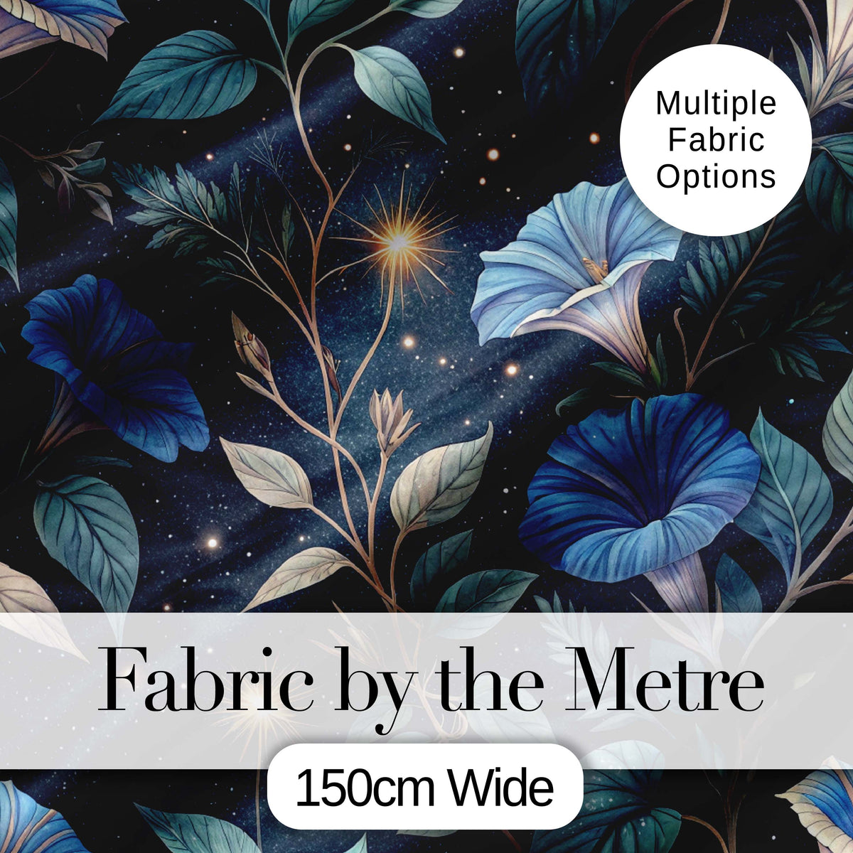 Mystic Crystal Botanical Night Sky Seamless Pattern Cute Unique Gift  Digital Print Material by the Metre UK Sewing Quilting Textile