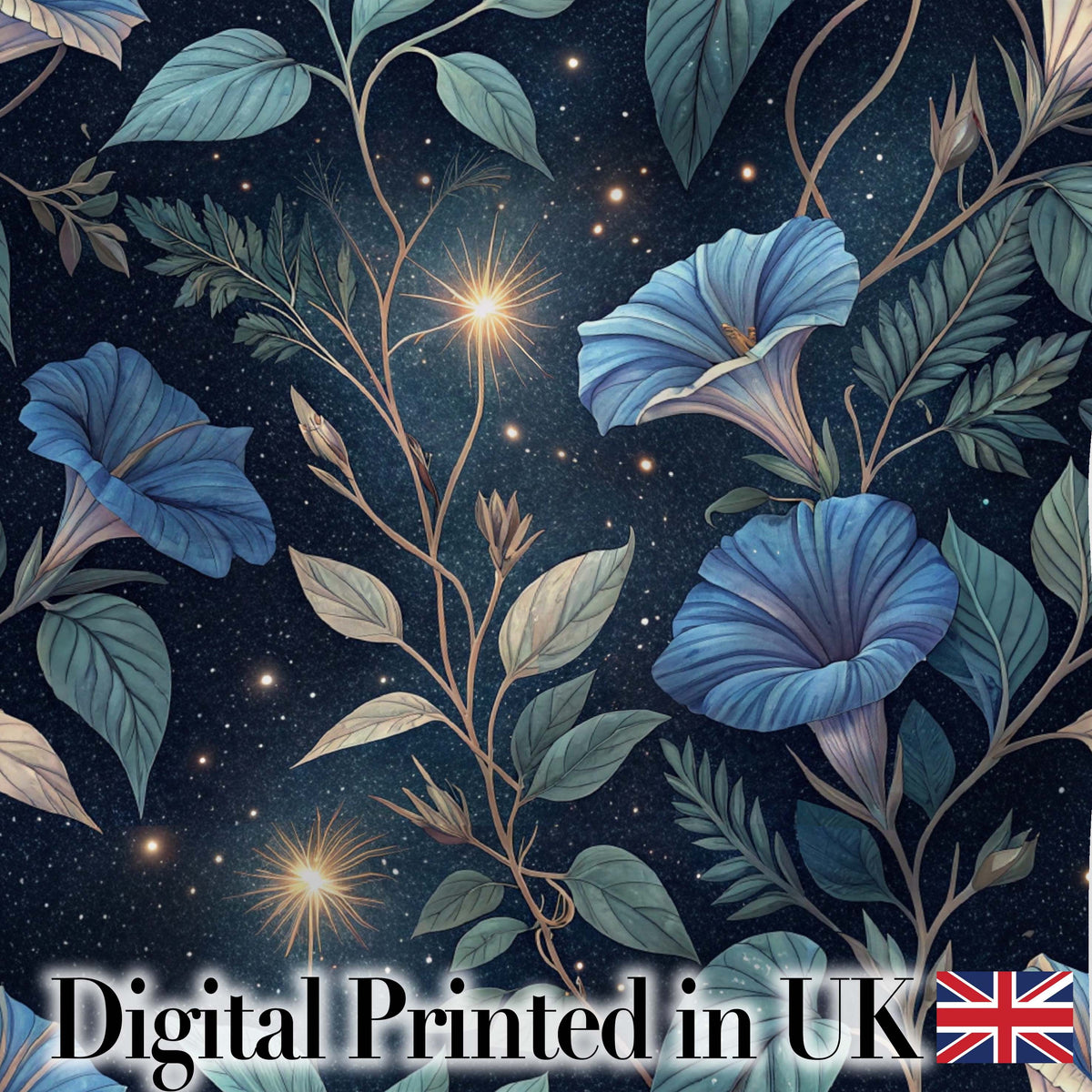 Mystic Crystal Botanical Night Sky Seamless Pattern Cute Unique Gift  Digital Print Material by the Metre UK Sewing Quilting Textile
