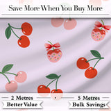 Cherry Bow Ribbon Cute Decorative Cherry Seamless Pattern Lovely  Digital Print Material by the Metre UK Sewing Quilting Textile