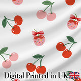 Cherry Bow Ribbon Cute Minimal Sky Blue Background Seamless Pattern  Digital Print Material by the Metre UK Sewing Quilting Textile