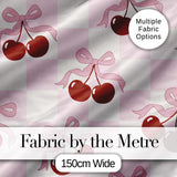 Cherry Bow Ribbon Cute Warm Beige Neutral Background Seamless Lovely  Digital Print Material by the Metre UK Sewing Quilting Textile
