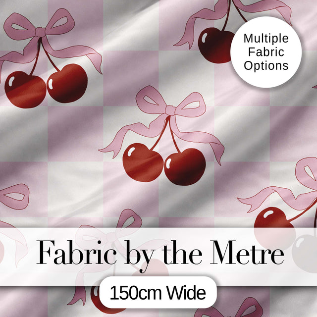 Cherry Bow Ribbon Cute Warm Beige Neutral Background Seamless Lovely  Digital Print Material by the Metre UK Sewing Quilting Textile