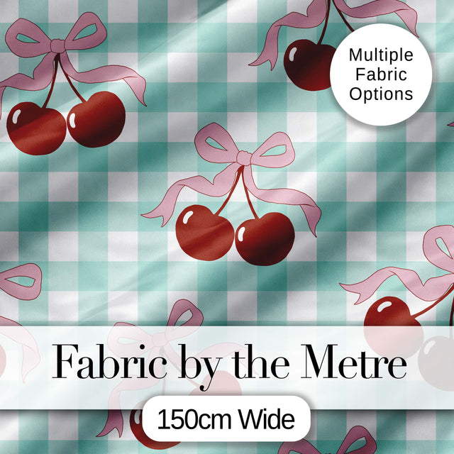 Cherry Bow Ribbon Cute Light Grey Minimal Background Seamless Lovely  Digital Print Material by the Metre UK Sewing Quilting Textile