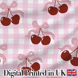 Cherry Bow Ribbon Cute Golden Beige Soft Background Seamless Pattern  Digital Print Material by the Metre UK Sewing Quilting Textile