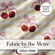 Watercolor Cherry Bow Ribbon Pastel Blue Background Seamless Pattern  Digital Print Material by the Metre UK Sewing Quilting Textile