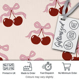 Watercolor Cherry Bow Ribbon Black Background Seamless Pattern  Digital Print Material by the Metre UK Sewing Quilting Textile