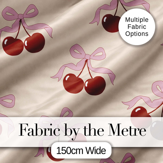 Watercolor Cherry Bow Ribbon Pink Gingham Picnic Check Seamless  Digital Print Material by the Metre UK Sewing Quilting Textile