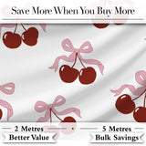 Watercolor Cherry Bow Ribbon Blue Beige Gingham Seamless Pattern  Digital Print Material by the Metre UK Sewing Quilting Textile