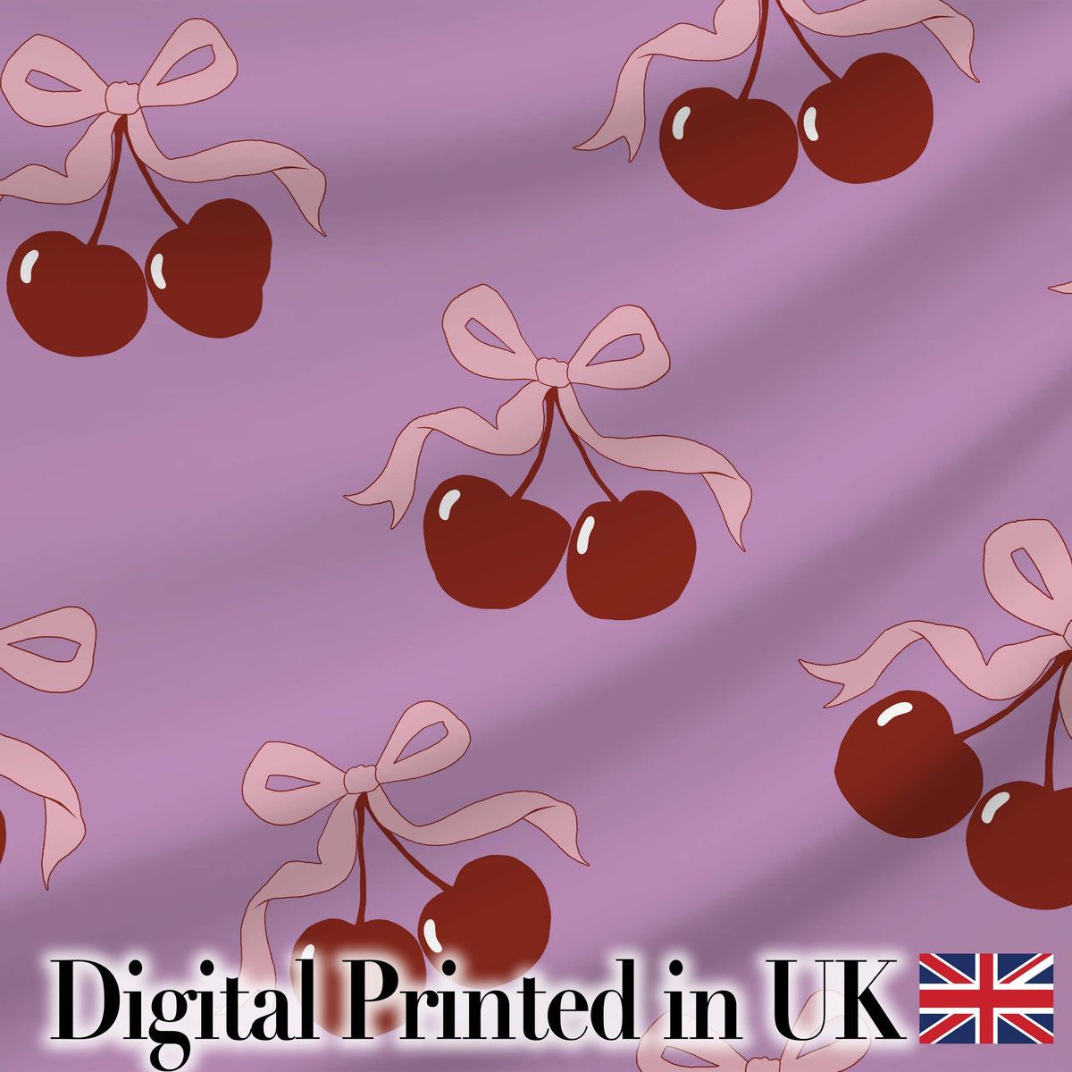 Watercolor Cherry Bow Ribbon Sage Green Gingham Seamless Pattern  Digital Print Material by the Metre UK Sewing Quilting Textile