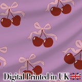 Watercolor Cherry Bow Ribbon Sage Green Gingham Seamless Pattern  Digital Print Material by the Metre UK Sewing Quilting Textile