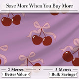Watercolor Cherry Bow Ribbon Sage Green Gingham Seamless Pattern  Digital Print Material by the Metre UK Sewing Quilting Textile