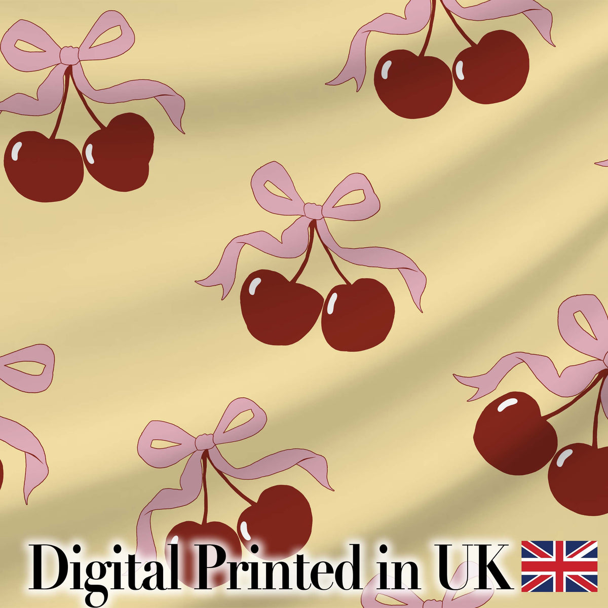 Watercolor Cherry Bow Ribbon Neutral Beige Gingham Seamless Pattern  Digital Print Material by the Metre UK Sewing Quilting Textile