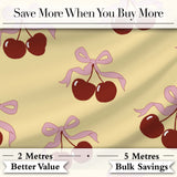 Watercolor Cherry Bow Ribbon Neutral Beige Gingham Seamless Pattern  Digital Print Material by the Metre UK Sewing Quilting Textile