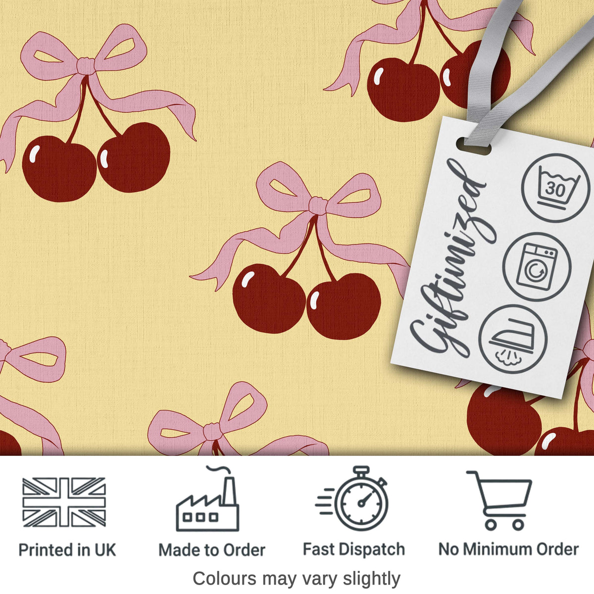 Watercolor Cherry Bow Ribbon Neutral Beige Gingham Seamless Pattern  Digital Print Material by the Metre UK Sewing Quilting Textile