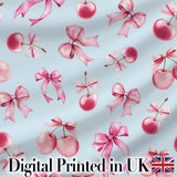 Watercolor Pink Cherry Ribbon Bow Seamless Pattern Soft Neutral  Digital Print Material by the Metre UK Sewing Quilting Textile
