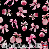 Watercolor Pink Cherry Ribbon Bow Seamless Pattern Mint Green Lovely  Digital Print Material by the Metre UK Sewing Quilting Textile