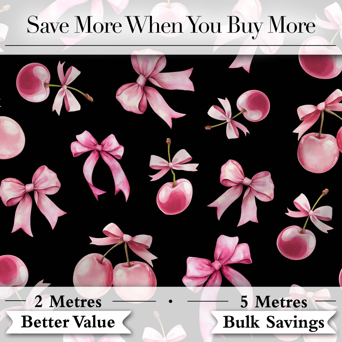 Watercolor Pink Cherry Ribbon Bow Seamless Pattern Mint Green Lovely  Digital Print Material by the Metre UK Sewing Quilting Textile