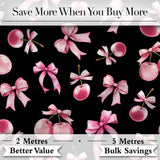 Watercolor Pink Cherry Ribbon Bow Seamless Pattern Mint Green Lovely  Digital Print Material by the Metre UK Sewing Quilting Textile
