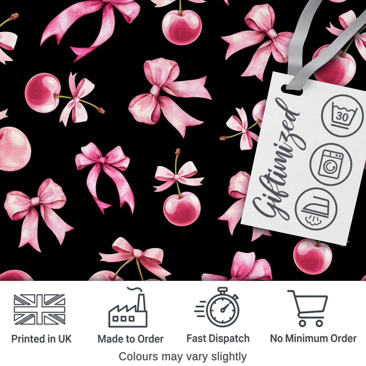 Watercolor Pink Cherry Ribbon Bow Seamless Pattern Mint Green Lovely  Digital Print Material by the Metre UK Sewing Quilting Textile