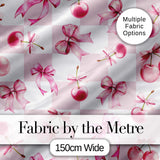 Watercolor Pink Cherry Ribbon Bow Seamless Pattern Pastel Lilac  Digital Print Material by the Metre UK Sewing Quilting Textile