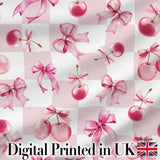 Watercolor Pink Cherry Ribbon Bow Seamless Pattern Pastel Lilac  Digital Print Material by the Metre UK Sewing Quilting Textile