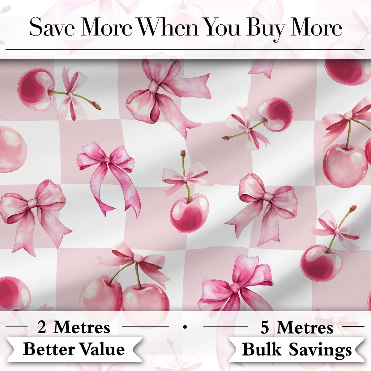 Watercolor Pink Cherry Ribbon Bow Seamless Pattern Pastel Lilac  Digital Print Material by the Metre UK Sewing Quilting Textile