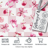 Watercolor Pink Cherry Ribbon Bow Seamless Pattern Pastel Lilac  Digital Print Material by the Metre UK Sewing Quilting Textile