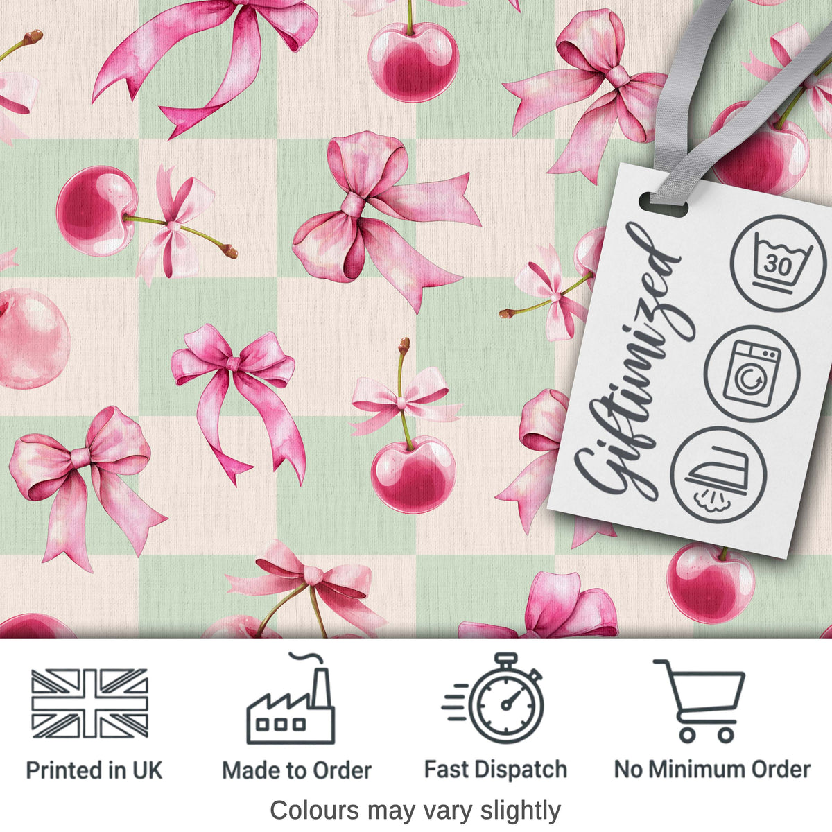 Watercolor Pink Cherry Ribbon Bow Seamless Pattern Soft Pink Stripe  Digital Print Material by the Metre UK Sewing Quilting Textile