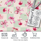 Watercolor Pink Cherry Ribbon Bow Seamless Pattern Soft Pink Stripe  Digital Print Material by the Metre UK Sewing Quilting Textile