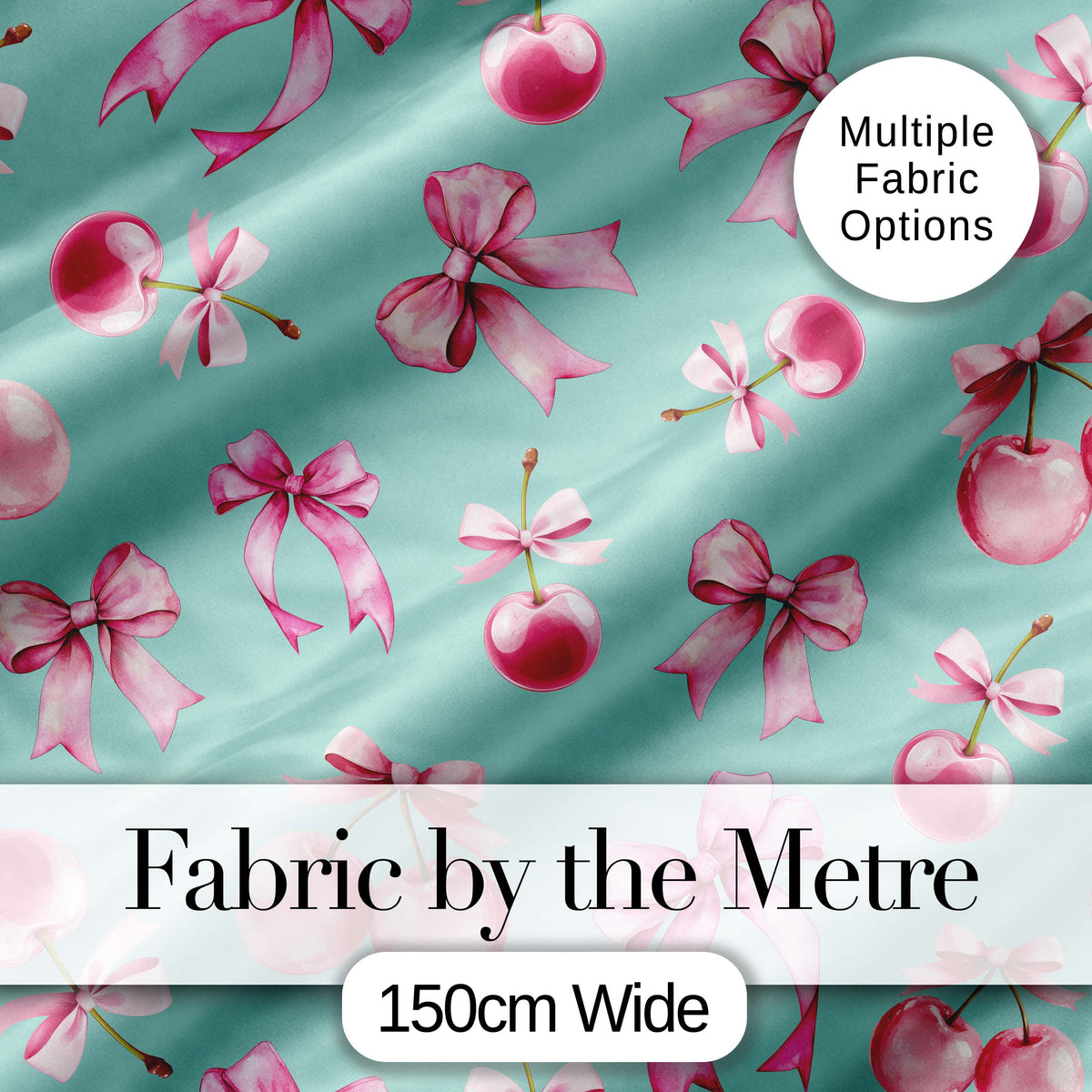 Watercolor Pink Cherry Ribbon Bow Seamless Pattern Blush Neutral  Digital Print Material by the Metre UK Sewing Quilting Textile