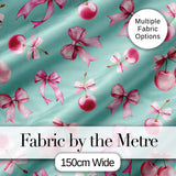 Watercolor Pink Cherry Ribbon Bow Seamless Pattern Blush Neutral  Digital Print Material by the Metre UK Sewing Quilting Textile