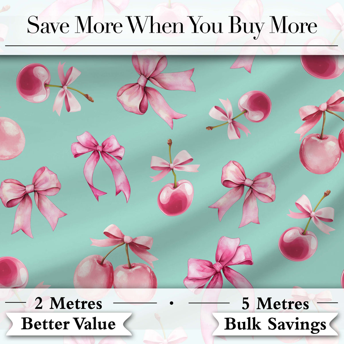 Watercolor Pink Cherry Ribbon Bow Seamless Pattern Blush Neutral  Digital Print Material by the Metre UK Sewing Quilting Textile