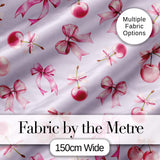 Cute Cherry Bow Daisy Floral Pastel Hearts and Flowers Background  Digital Print Material by the Metre UK Sewing Quilting Textile