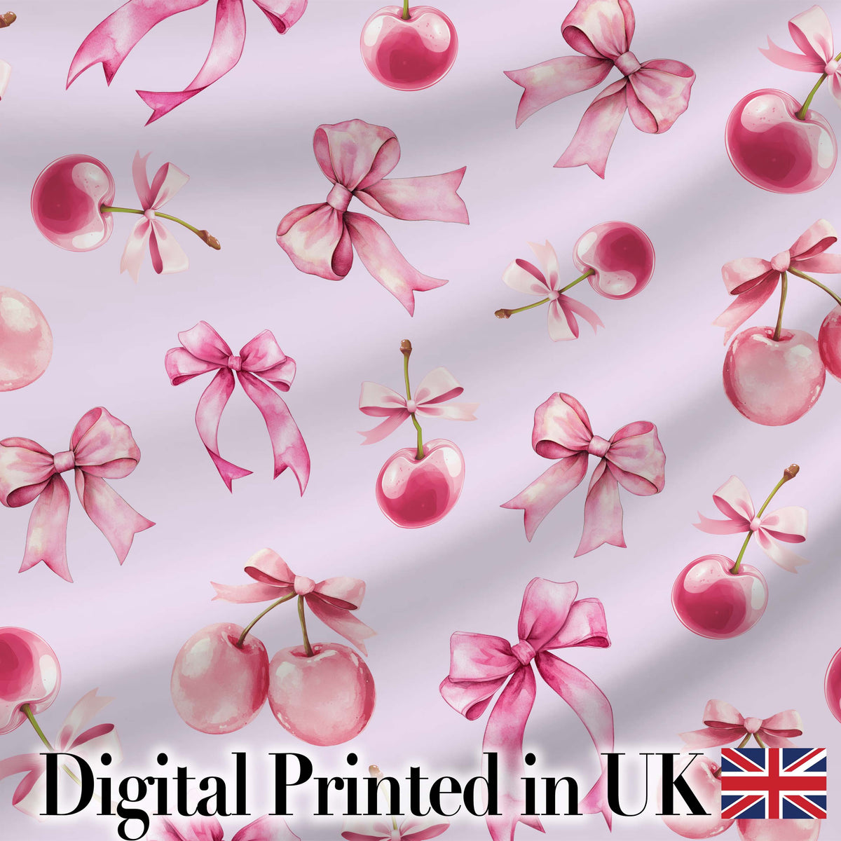 Cute Cherry Bow Daisy Floral Pastel Hearts and Flowers Background  Digital Print Material by the Metre UK Sewing Quilting Textile