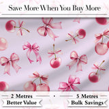 Cute Cherry Bow Daisy Floral Pastel Hearts and Flowers Background  Digital Print Material by the Metre UK Sewing Quilting Textile