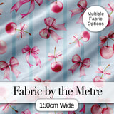 Cute Cherry Bow Daisy Heart Seamless Pattern on Black Background  Digital Print Material by the Metre UK Sewing Quilting Textile