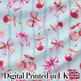 Cute Cherry Bow Daisy Heart Seamless Pattern on Black Background  Digital Print Material by the Metre UK Sewing Quilting Textile