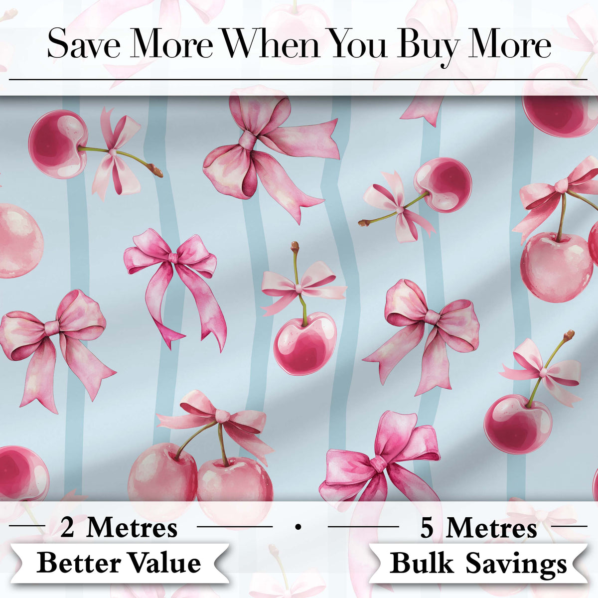 Cute Cherry Bow Daisy Heart Seamless Pattern on Black Background  Digital Print Material by the Metre UK Sewing Quilting Textile