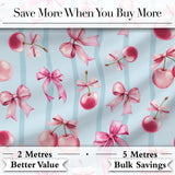 Cute Cherry Bow Daisy Heart Seamless Pattern on Black Background  Digital Print Material by the Metre UK Sewing Quilting Textile