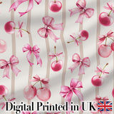 Cute Cherry Bow Daisy Heart Seamless Pattern on Blue Gingham Lovely  Digital Print Material by the Metre UK Sewing Quilting Textile