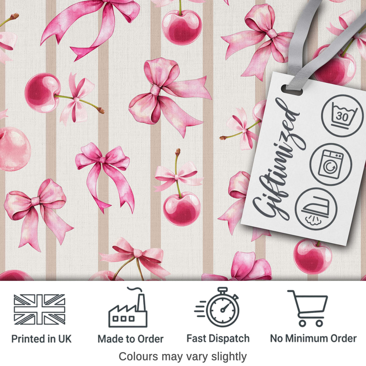 Cute Cherry Bow Daisy Heart Seamless Pattern on Blue Gingham Lovely  Digital Print Material by the Metre UK Sewing Quilting Textile