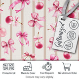 Cute Cherry Bow Daisy Heart Seamless Pattern on Blue Gingham Lovely  Digital Print Material by the Metre UK Sewing Quilting Textile