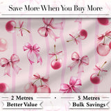 Cute Cherry Bow Daisy Heart Seamless on Mint and Pink Gingham Lovely  Digital Print Material by the Metre UK Sewing Quilting Textile
