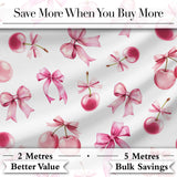 Cute Cherry Bow Daisy Heart on Pink and Yellow Gingham Background  Digital Print Material by the Metre UK Sewing Quilting Textile
