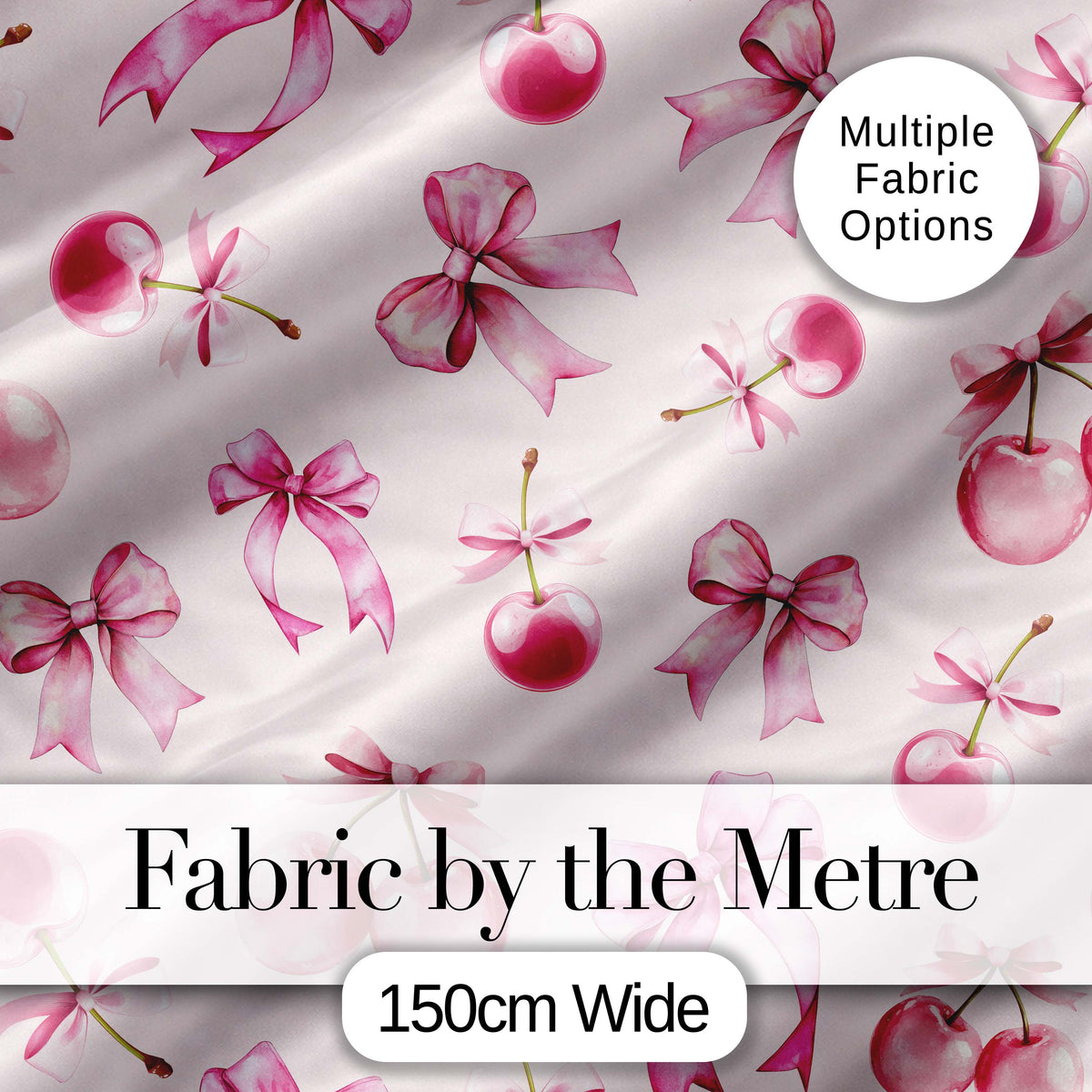 Cute Cherry Bow Daisy Heart Seamless Pattern on Pastel Lilac Gingham  Digital Print Material by the Metre UK Sewing Quilting Textile