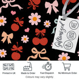Cute Cherry Bow Daisy Heart Seamless Pattern on Light Neutral Cream  Digital Print Material by the Metre UK Sewing Quilting Textile