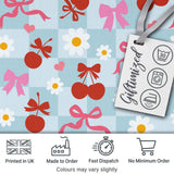 Cute Cherry Bow Daisy Heart Seamless Pattern on Pale Blush Pink  Digital Print Material by the Metre UK Sewing Quilting Textile