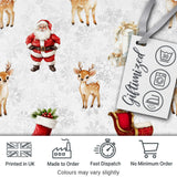 Cute Christmas Santa Reindeer Sleigh Gift Seamless Pattern Digital Print Fabric by the Metre UK Sewing Quilting Textile