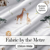 Watercolor Safari Jungle Animals Giraffe Lion Zebra Seamless Pattern Digital Print Fabric by the Metre UK Sewing Quilting Textile